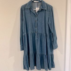 NWT MNG Denim ruffled dress (S)